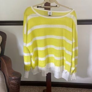 Cabi citron and white stripe top.